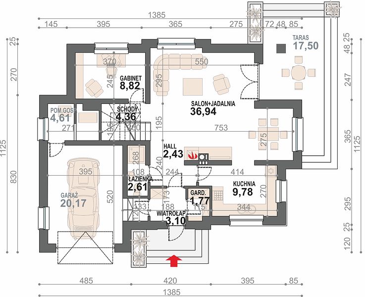 План 1 этажа дома CB-4564-57 План дома CB-4564-57