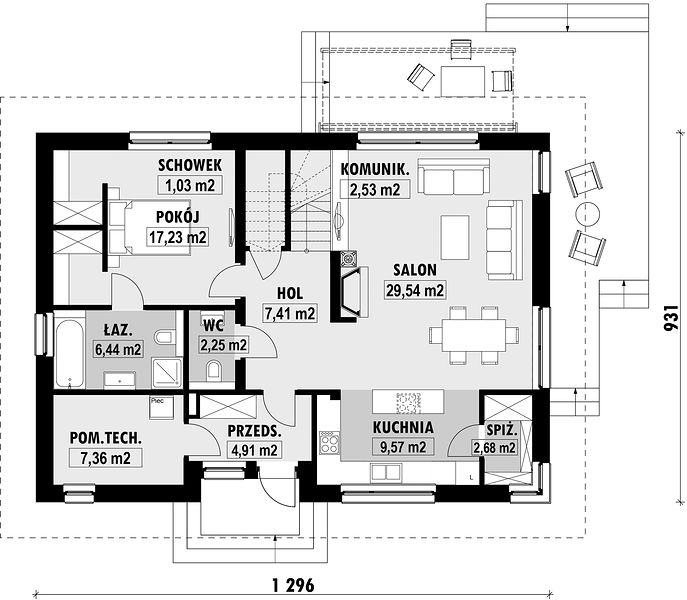 План 1 этажа дома YQ-2389-85 План дома YQ-2389-85