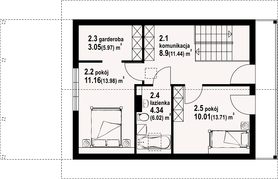 План 2 или мансардного этажа дома QC-3357-82 План дома QC-3357-82