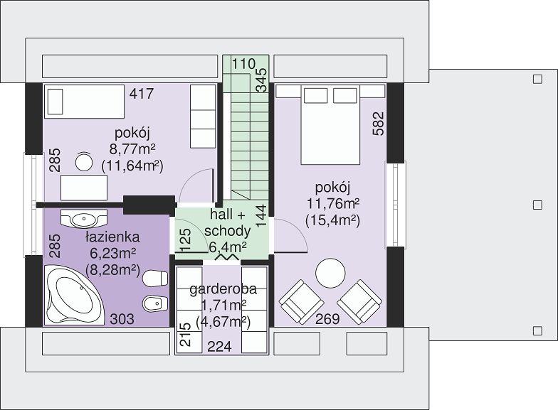 План 2 или мансардного этажа дома RM-3975-66 План дома RM-3975-66