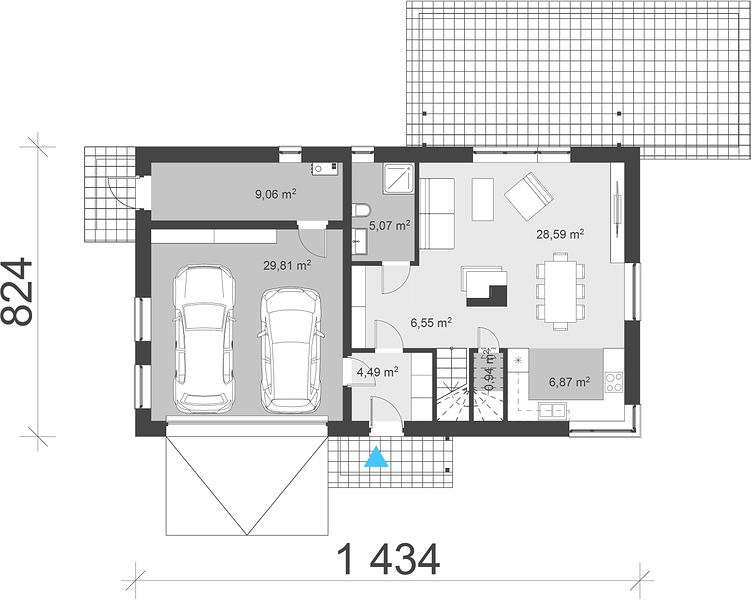План 1 этажа дома RE-6496-59 План дома RE-6496-59